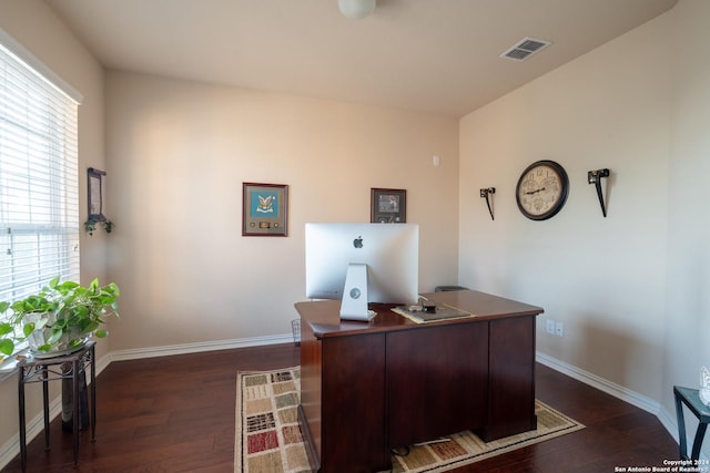 7527 Presidio Hvn, Boerne, TX 78015 - office space with visible vents, baseboards, and dark wood-style flooring