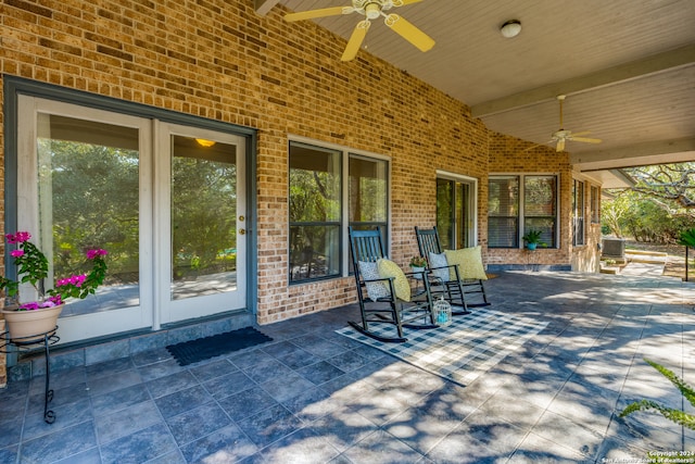 view of patio / terrace featuring ceiling fan