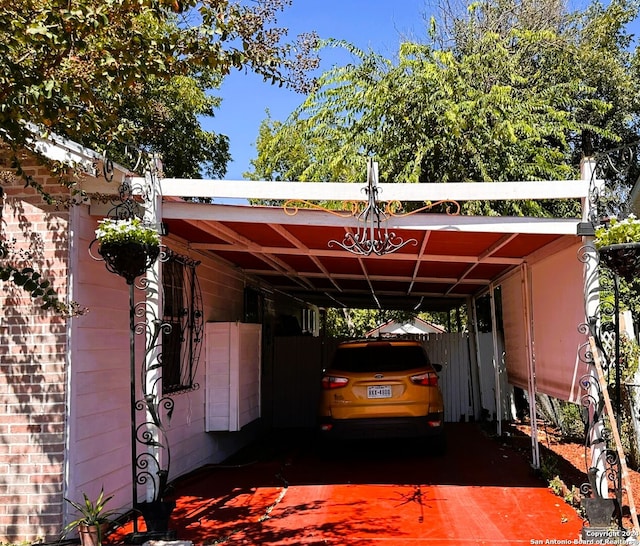 view of car parking with a carport