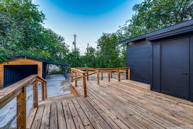 deck featuring an outbuilding