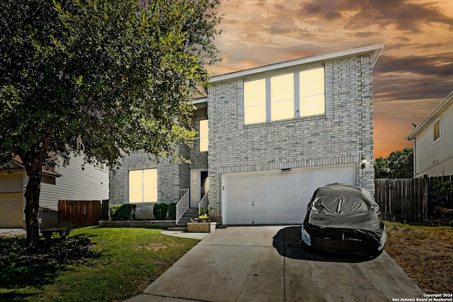 view of front of home with a garage