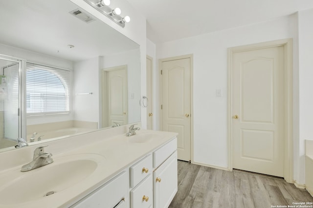 1336 Leopard Hunt, San Antonio, TX 78251 - bathroom featuring a bathtub, wood-type flooring, and vanity