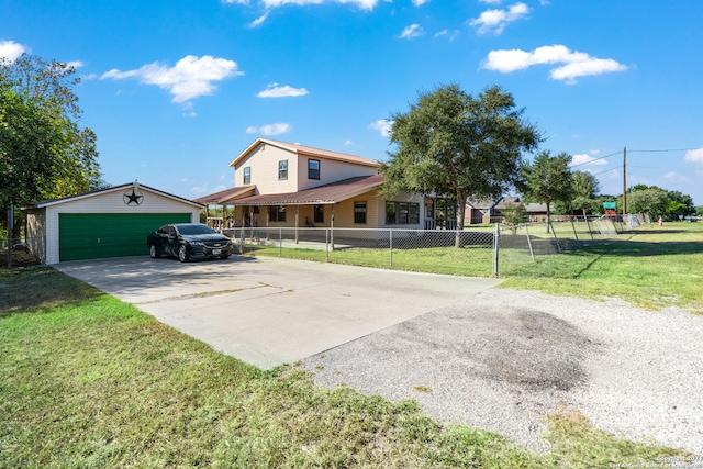 exterior space featuring a yard and a garage