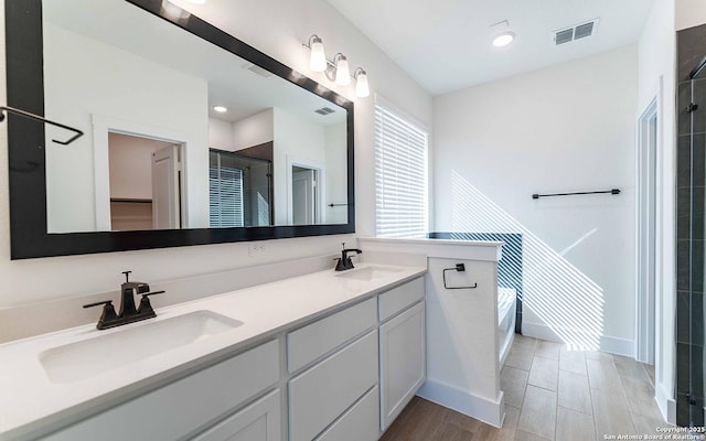1806 Small Ship, San Antonio, TX 78245 - full bath with a shower stall, double vanity, a soaking tub, and recessed lighting
