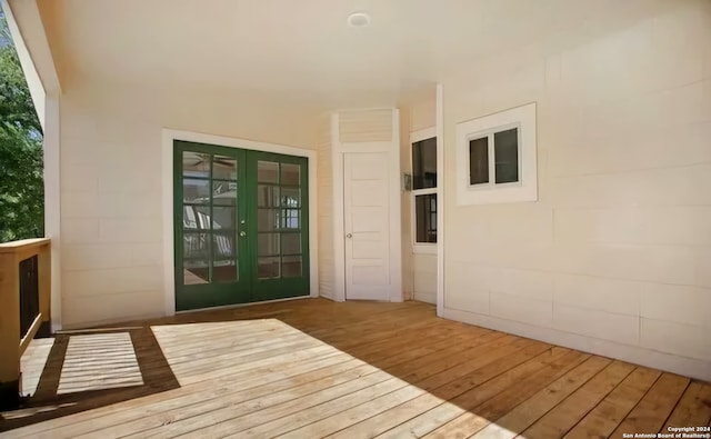 wooden terrace with french doors