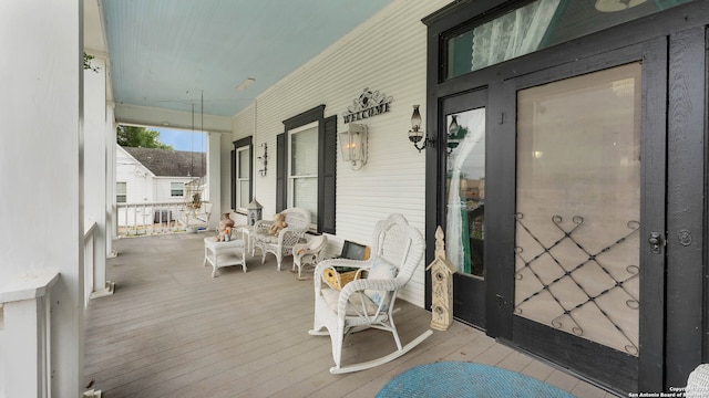 wooden deck with covered porch