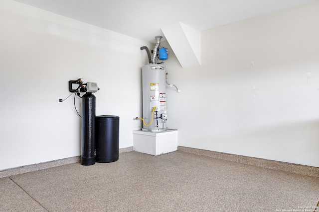 garage featuring gas water heater