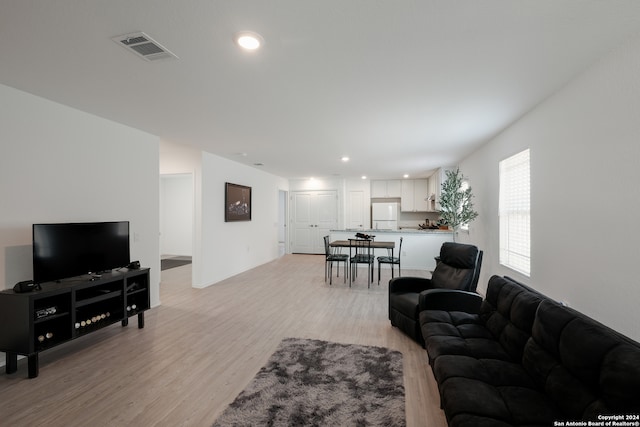 living room featuring light hardwood / wood-style floors