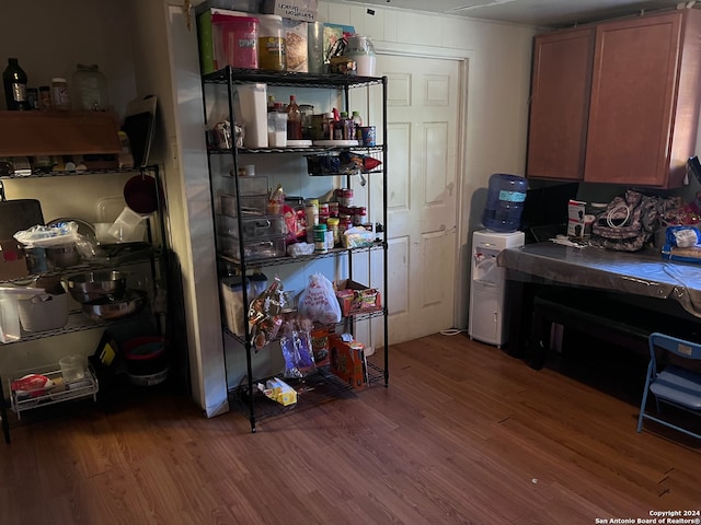 kitchen with tile countertops and hardwood / wood-style floors