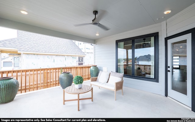 view of patio with ceiling fan