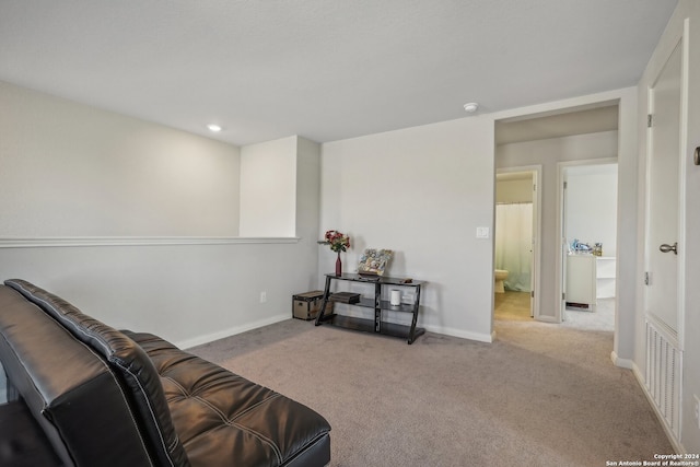 living room with light carpet