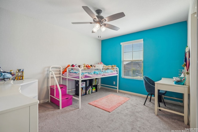 bedroom with carpet and ceiling fan