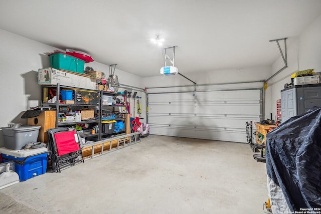 garage with a garage door opener