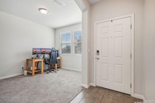 office space featuring wood-type flooring