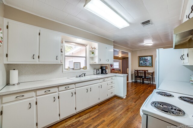 kitchen featuring sink, white cabinetry, and dark hardwood / wood-style floors