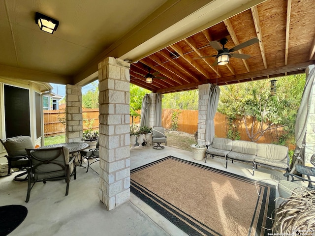 view of patio / terrace with ceiling fan