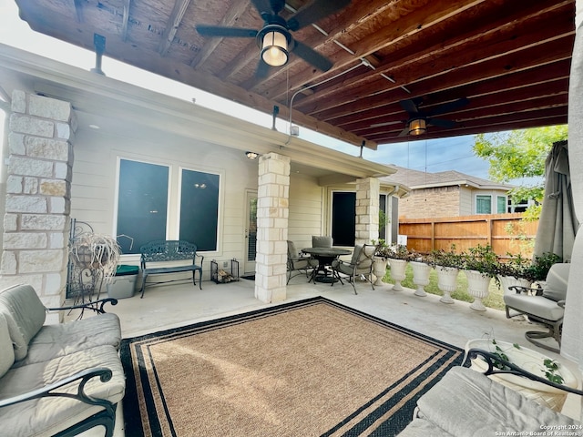 view of patio / terrace featuring an outdoor hangout area and ceiling fan