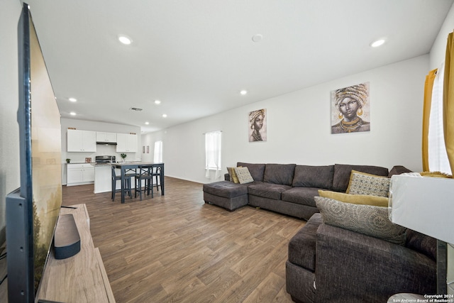 living room featuring wood-type flooring