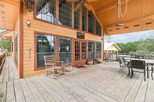 deck featuring ceiling fan