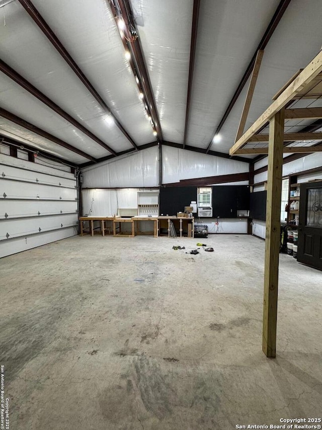 garage with metal wall