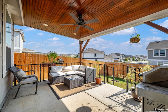 view of patio / terrace with outdoor lounge area and ceiling fan