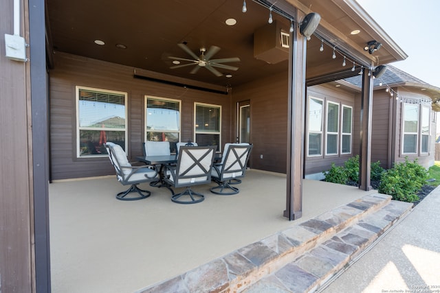 view of patio with ceiling fan