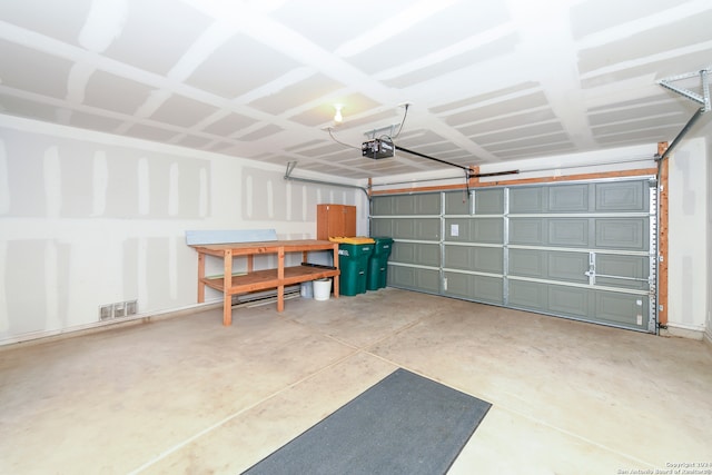 garage with a garage door opener