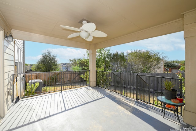 view of patio / terrace featuring ceiling fan