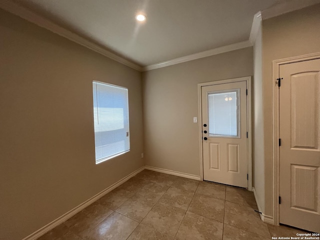 6614 Mia Way, San Antonio, TX 78233 - entrance foyer featuring crown molding, baseboards, and light tile patterned floors