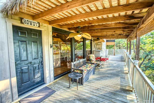 deck featuring a pergola