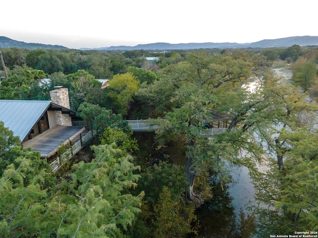 birds eye view of property featuring a mountain view