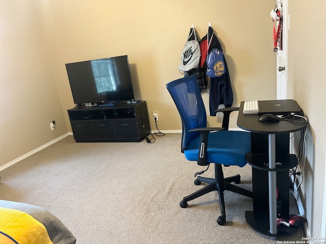 view of carpeted home office