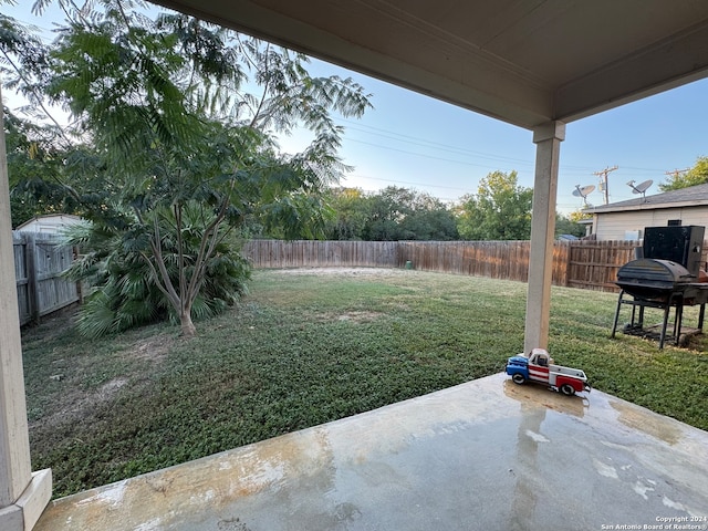 view of yard with a patio area