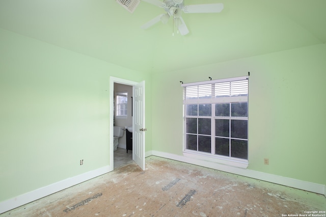 unfurnished bedroom with ceiling fan