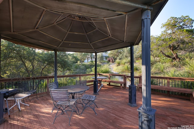 deck featuring a gazebo