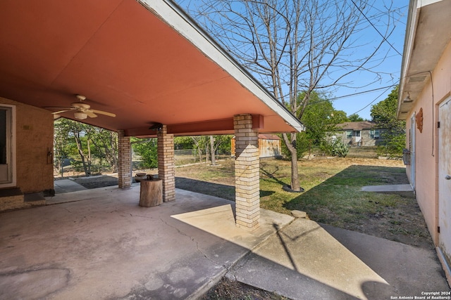 view of patio / terrace featuring ceiling fan