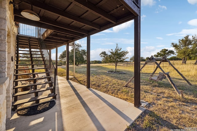 view of patio featuring a rural view