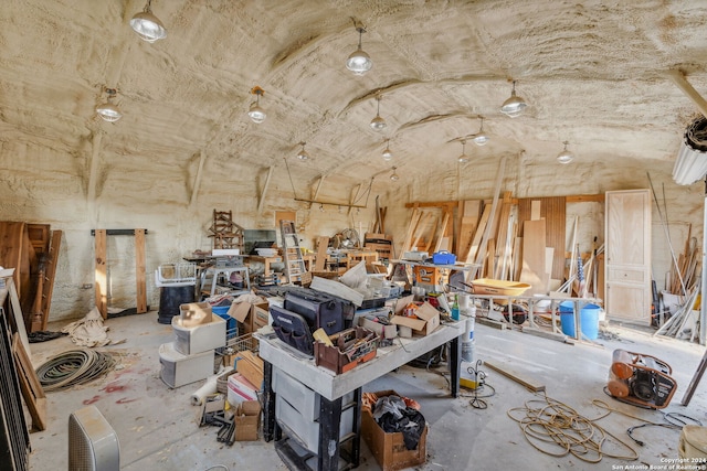 misc room with lofted ceiling