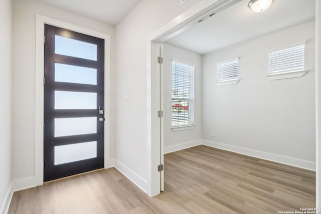 foyer entrance featuring light wood-type flooring