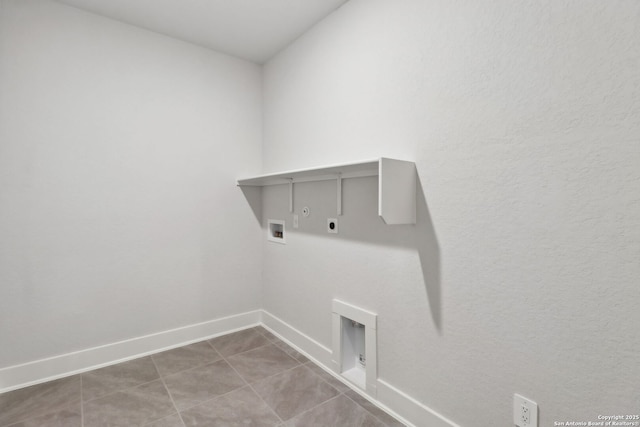 laundry room featuring tile patterned flooring, hookup for a washing machine, hookup for a gas dryer, and hookup for an electric dryer