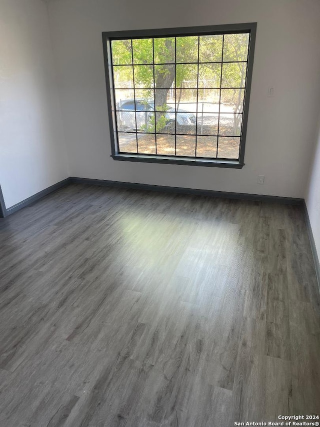 spare room with a healthy amount of sunlight and dark hardwood / wood-style floors