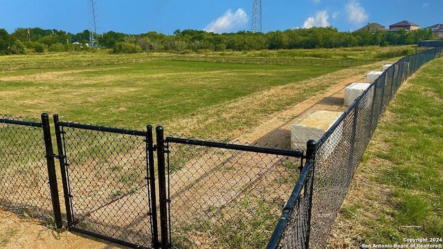 view of yard with a rural view