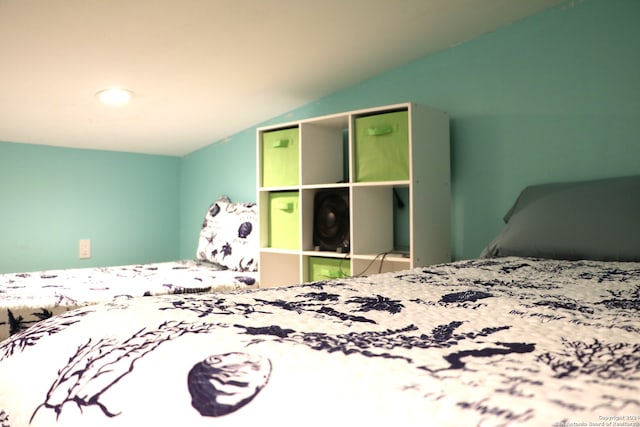 bedroom featuring vaulted ceiling