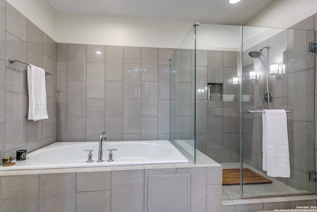 bathroom with plus walk in shower