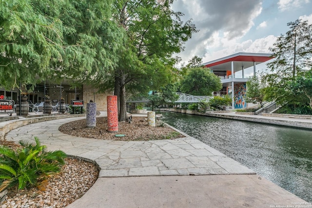 view of community featuring a water view