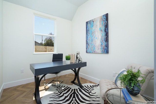 244 Porter St, San Antonio, TX 78210 - home office with lofted ceiling and baseboards