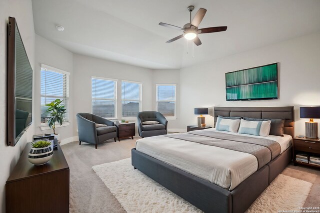 1327 Larkspur Pass, San Antonio, TX 78245 - bedroom featuring light carpet and ceiling fan