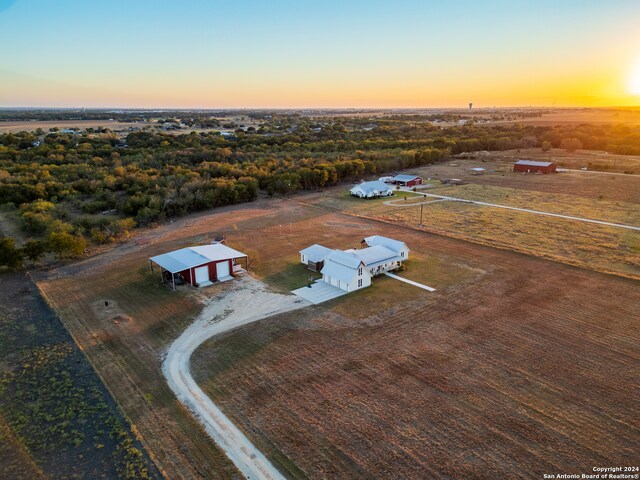 view of aerial view at dusk