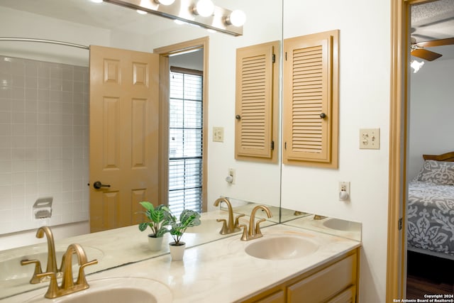 bathroom with vanity and ceiling fan