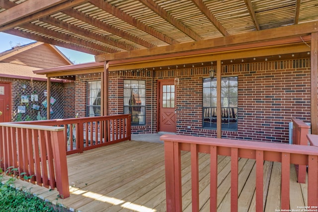 deck featuring a pergola